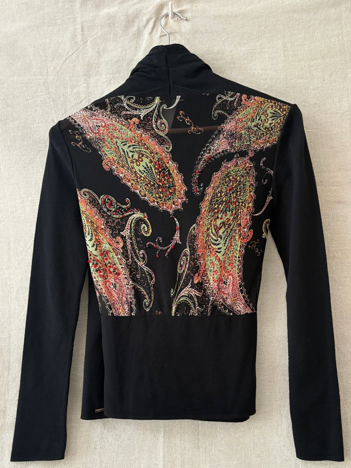 Roberto Cavalli Embellished Paisley Mesh-Back Top