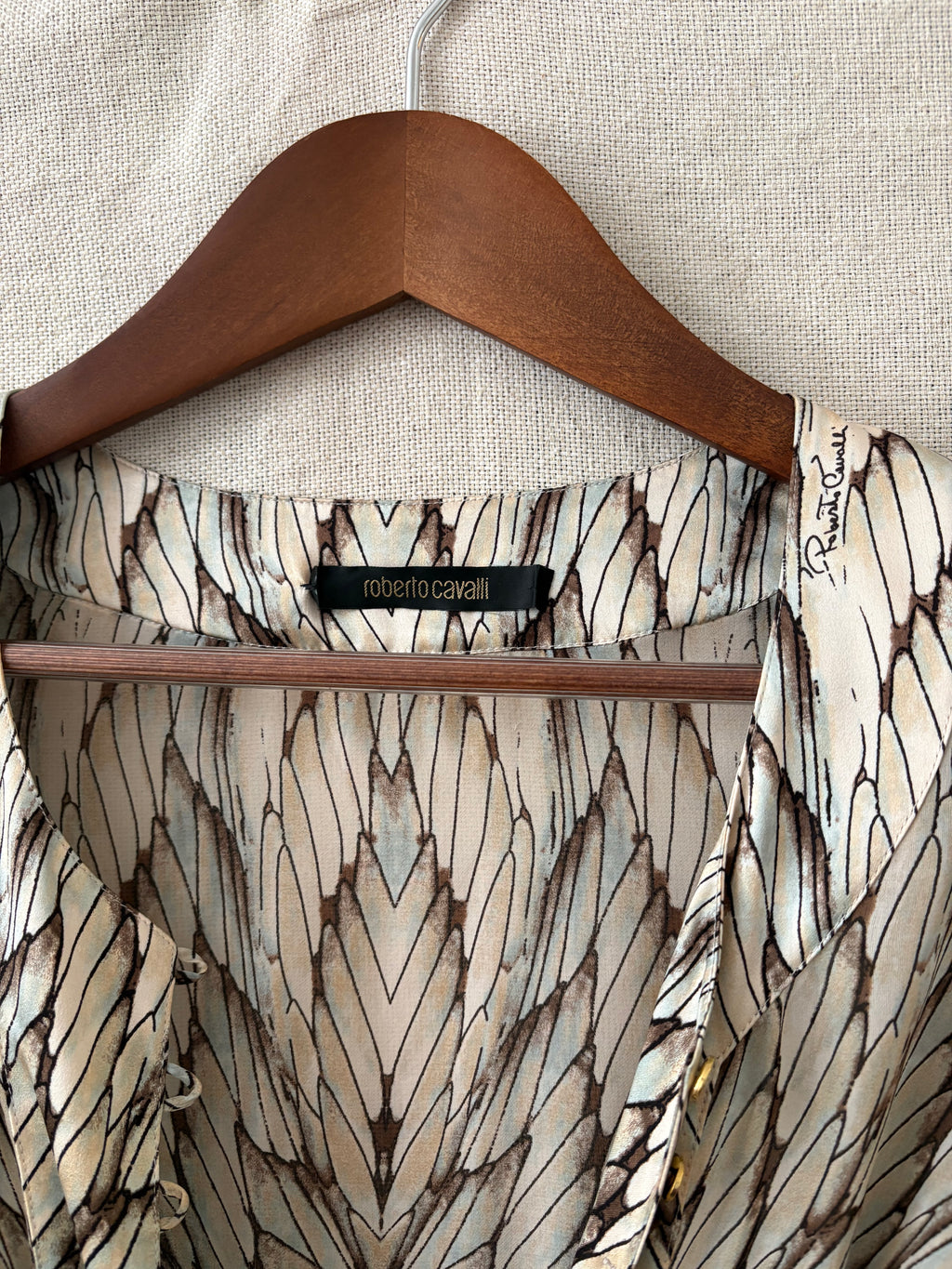 Roberto Cavalli Printed Silk Tie-Waist Blouse