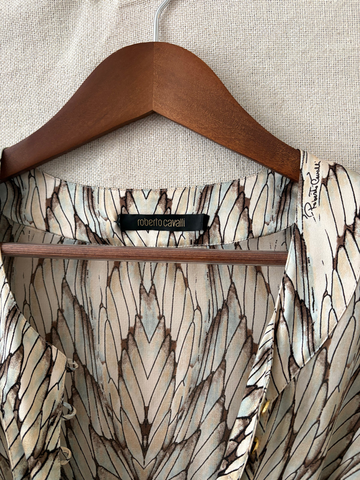 Roberto Cavalli Printed Silk Tie-Waist Blouse