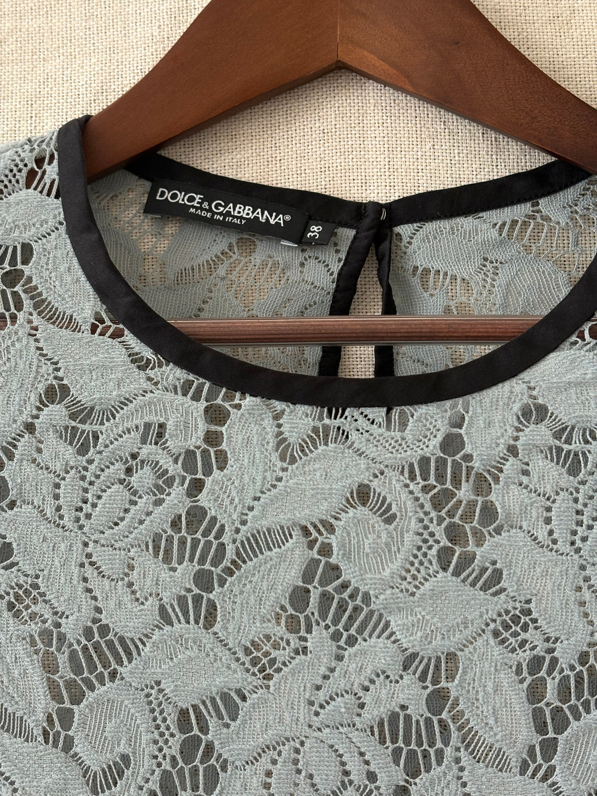Dolce & Gabbana Pale Grey Floral Lace Top