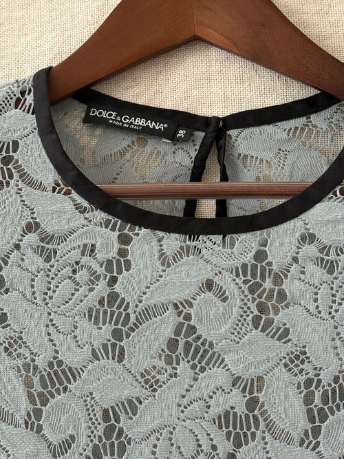 Dolce & Gabbana Pale Grey Floral Lace Top