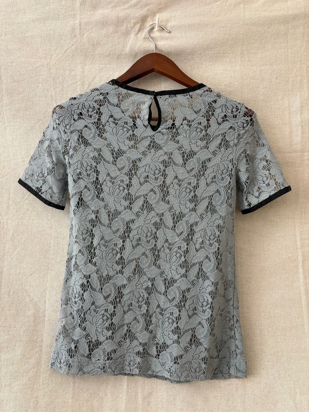 Dolce & Gabbana Pale Grey Floral Lace Top