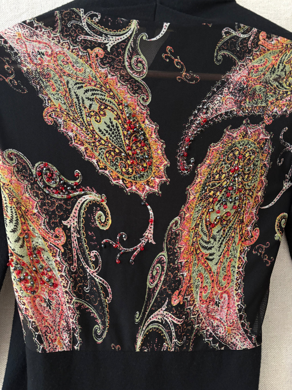 Roberto Cavalli Embellished Paisley Mesh-Back Top