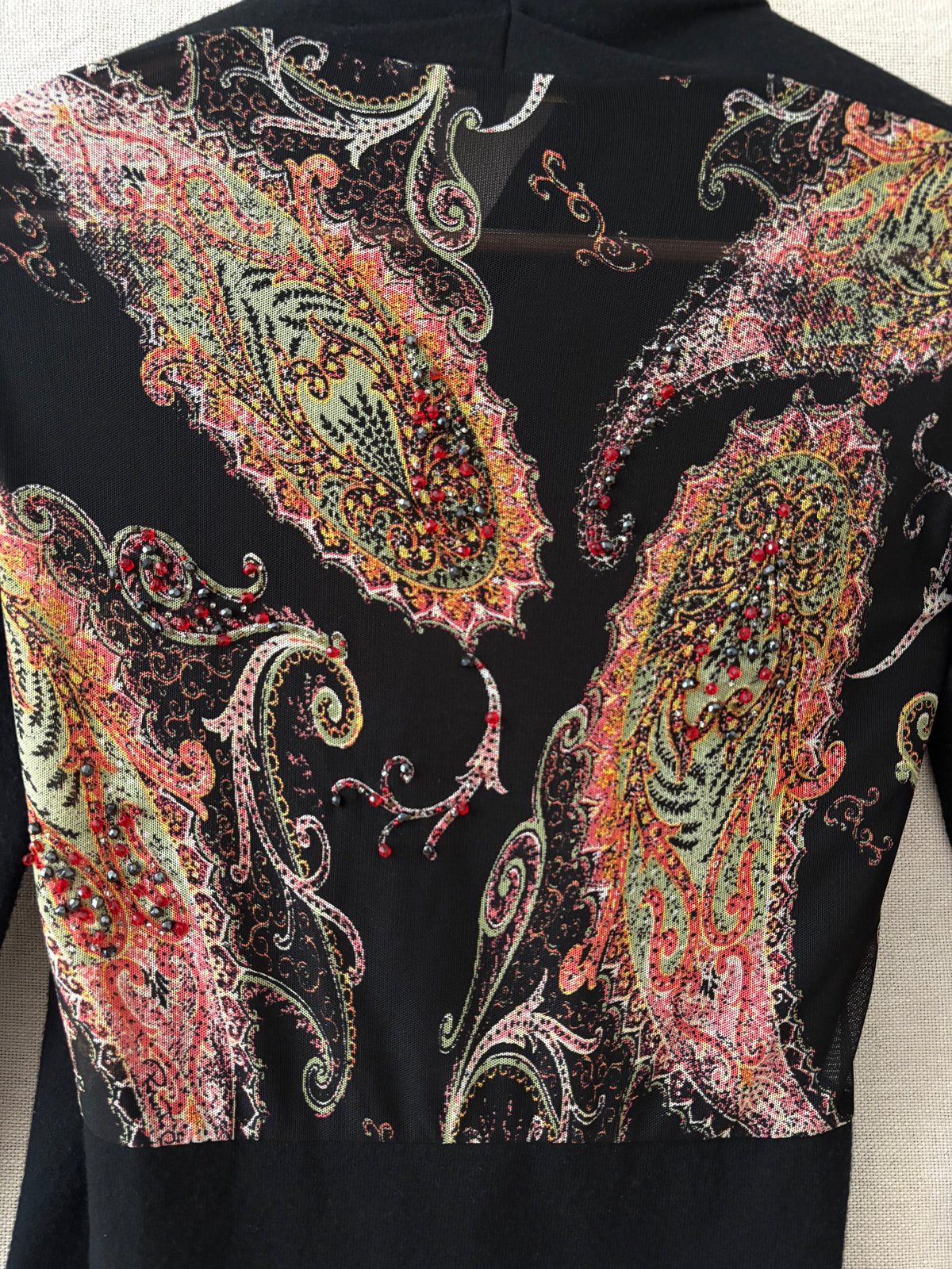 Roberto Cavalli Embellished Paisley Mesh-Back Top