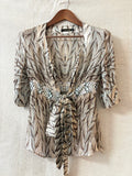 Roberto Cavalli Printed Silk Tie-Waist Blouse