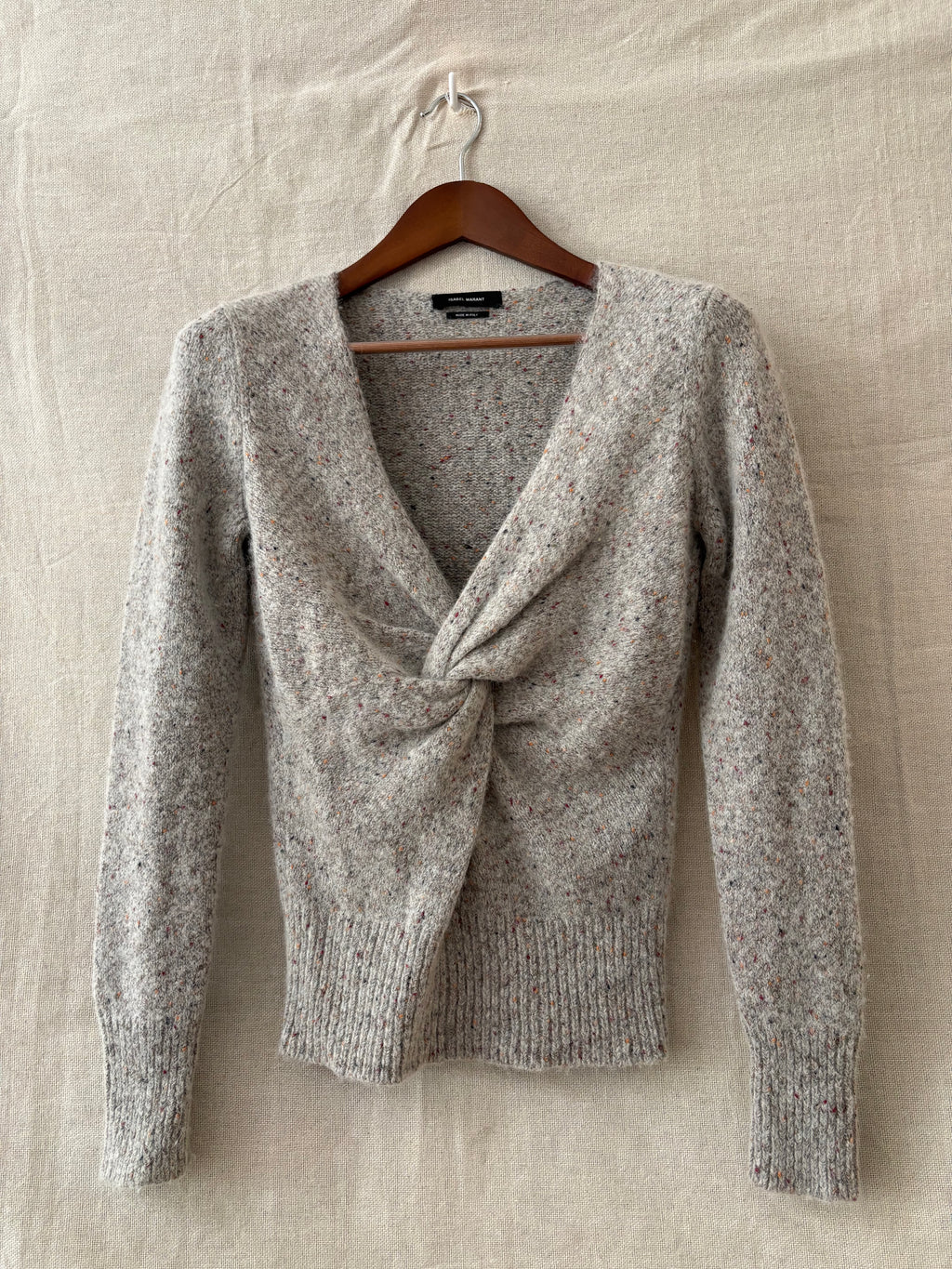 Isabel Marant Grey Flecked Twist-Front Sweater