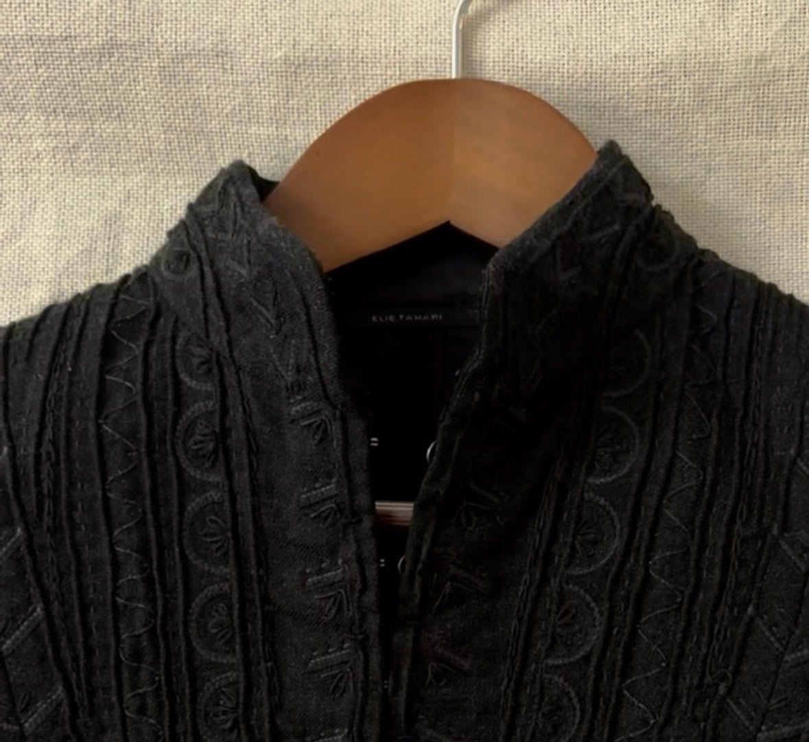 Elie Tahari Black Embroidered Cropped Jacket