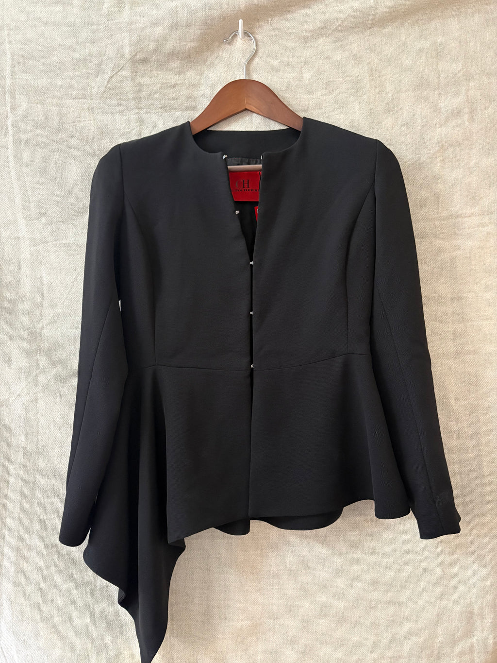 Carolina Herrera Black Asymmetric Peplum Jacket