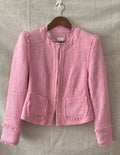 Cinq à Sept Pink Tweed Fringe-Trim Jacket