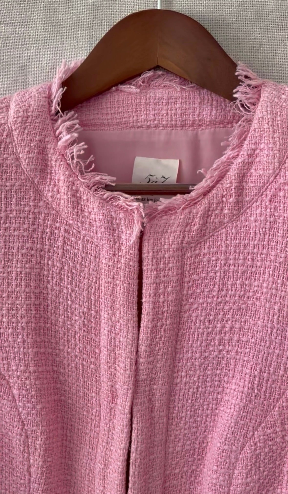 Cinq à Sept Pink Tweed Fringe-Trim Jacket