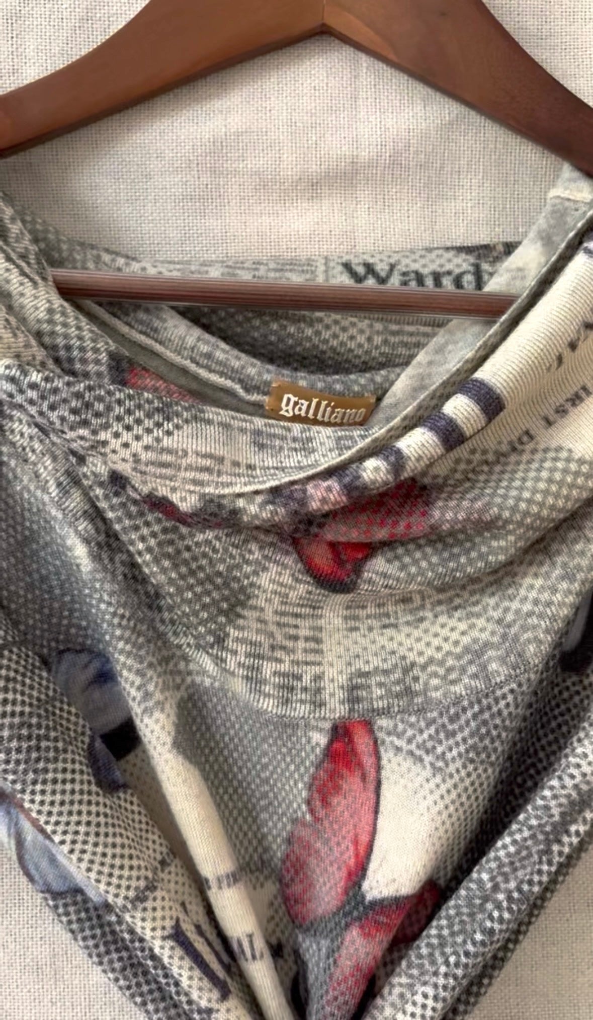 Galliano Newspaper Print Tie-Front Dress