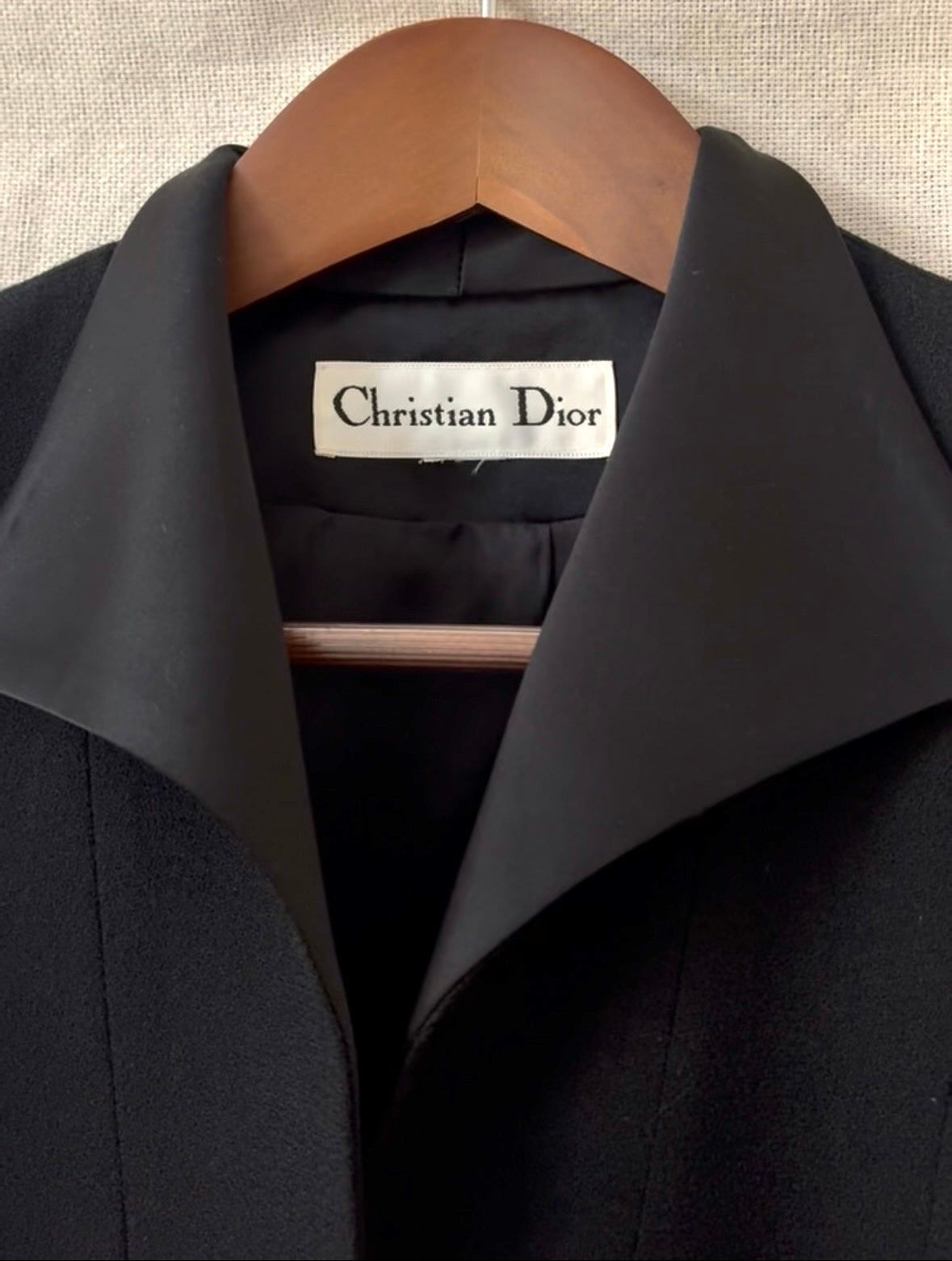 Vintage Christian Dior Black Satin-Trim Blazer