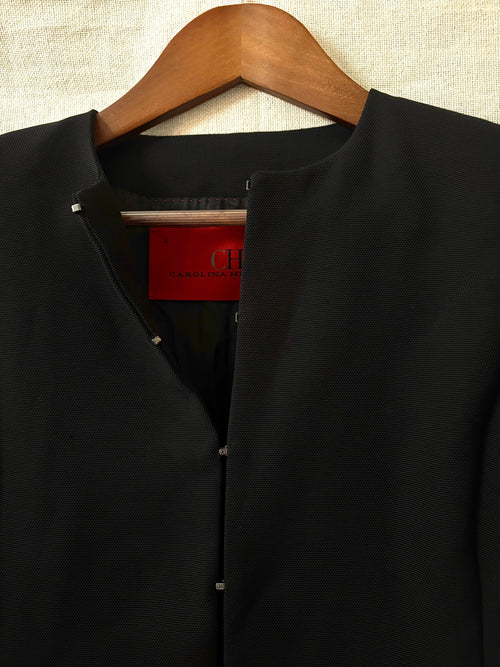 Carolina Herrera Black Asymmetric Peplum Jacket